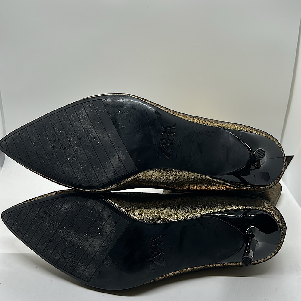 Zara NWT Dazzling Gold Stiletto Heel Ankle Booties Boots Shoes **Sz 37/US 6.5** - Picture 7 of 7